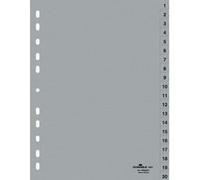 Intercalaire A4 polypropylène gris Durable 20 onglets numériques - 1 jeu
