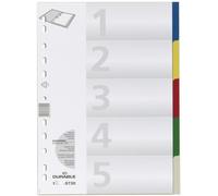 Intercalaire A4 vierge PP 5 sections couleur Paquet de 25 pièces