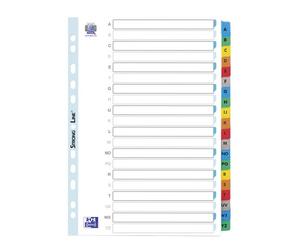 Intercalaire alphabétique A4 Elba carton 20 onglets multicolores - 1 jeu