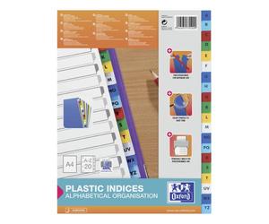 Intercalaire alphabétique A4 Elba plastique 20 onglets multicolores - 1 jeu