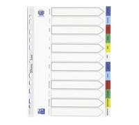 Intercalaire mensuel A4 Oxford plastique 12 onglets multicolores - 1 jeu