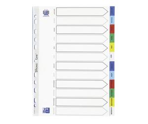 Intercalaire mensuel A4 Oxford plastique 12 onglets multicolores - 1 jeu