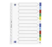 Intercalaire numérique A4 Elba plastique 12 onglets multicolores - 1 jeu