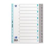 intercalaire numerique A4xl 12positions polypro 12/100 gris