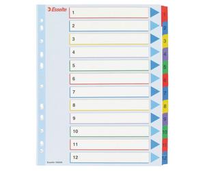 Intercalaire numérique réinscriptible A4+ Esselte 12 onglets multicolores - 1 jeu