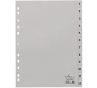 Intercalaires A4 polypropylène gris Durable 12 onglets numériques - 1 jeu
