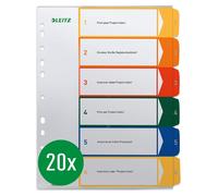 Intercalaires A4+ PP 1-6 gris, lot de 20 pièces