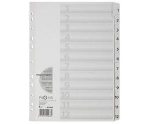 Intercalaires, carton, chiffres 1 - 12, A4, 12 touches