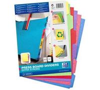 Intercalaires carton, uni, A4, multicolore, 6 touches
