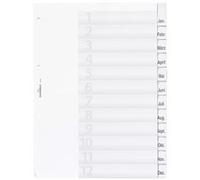 Intercalaires en plastique, A4, 12 touches, trans.