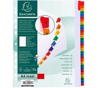Exacompta - Réf. 4131E - Carton de 10 Intercalaires en carte blanche 160g/m2 FSC® avec 31 onglets imprimés numériques de 1 à 31 en couleur - Page d'indexation imprimable - Format à classer A4 maxi