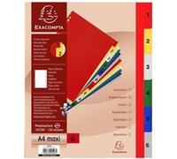 Intercalaires imprimés numériques polypropylène 12/100e - 6 positions - A4 Maxi - Assorties vives