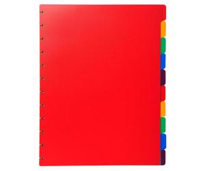 Intercalaires polypropylènes couleurs 10 positions pour porte-vues à anneaux - Couleurs assorties