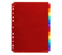 Intercalaires PP transparent couleurs avec porte étiquette A4 12 positions - Couleurs assorties