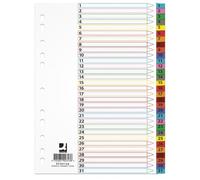 Intercalaires Q-Connect Mylar, carton, A4, 225x297mm, 1-31, 31pcs, index laminés