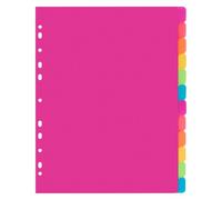 Intercalaires réinscriptibles neutres polypropylène - 12 onglets - Viquel Happy Fluo