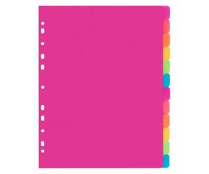 Intercalaires réinscriptibles neutres polypropylène - 12 onglets - Viquel Happy Fluo