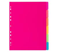 Intercalaires réinscriptibles neutres polypropylène - 6 onglets - Viquel Happy Fluo