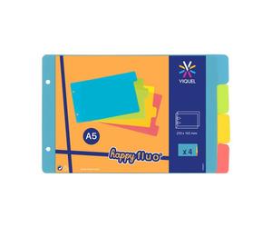 Intercalaires viquel a5 happy fluo 4 positions 14,5x22,5cm coloris assortis