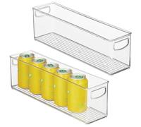 InterDesign iDesign Lot de 2 bacs de rangement empilables en plastique avec poignées pour armoires ou réfrigérateur Transparent