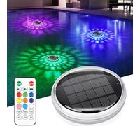 INTERESTIME Lumière Piscine Flottante Solaire avec Télécommande, 3 RGB Mode | 1 Pièce Lampe Piscine Hors Sol, 9 Couleur, Minuterie, IPX7 Étanche LED Éclairage Piscine pour Baignoire, Spa, Étang Jardin