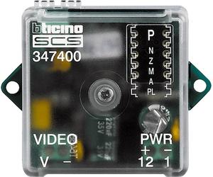 Interface caméra BTICINO coaxiale / 2 fils pour caméras vidéo externes, dimensions : 41 x 41 x 19 mm, 1 pièce.