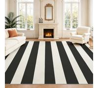 Intérieur Tapis 140 x 200 cm De Salon, Audacieux Monochrome Noir Blanc Rayures Géométrique Minimal Abstrait Soft Antidérapant Doux Flanelle Tapis De Sol pour Chambre, Décoration De Maison