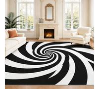 Intérieur Tapis 140 x 200 cm De Salon, Surréaliste Spirale Noir Blanc Illusion Optique Radiant Op Art Artistique Soft Antidérapant Doux Flanelle Tapis De Sol pour Chambre, Décoration De Maison