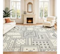 Intérieur Tapis 140 x 200 cm De Salon, Vintage Ethnique Foulard Motif Paisley Noir Blanc Géométrique Bohème Style Soft Antidérapant Doux Flanelle Tapis De Sol pour Chambre, Décoration De Maison