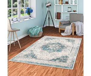 interiortrend Pop Vintage - Tapis Designer - Oriental Bleu Crème - 4 Tailles
