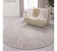 Interiyou Tapis Coton Riga - 120x120 Rond Beige/Noir - Décoration pour Salon, Chambre, Couloir, Bureau - 100% Artisanat Fibre Naturelle Tissage Plat