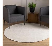 Interiyou Tapis Coton Riga - 120x120 Rond Crème - Décoration pour Salon, Chambre, Couloir, Bureau - 100% Artisanat Fibre Naturelle Tissage Plat