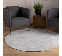 Interiyou Tapis Coton Riga - 160x160 Rond Beige/Noir - Décoration pour Salon, Chambre, Couloir, Bureau - 100% Artisanat Fibre Naturelle Tissage Plat
