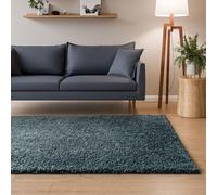 Interiyou Tapis Poils Longs Sofia - 120x170 Bleu - Moelleux et uni - Lavable et antidérapant - Fibres Douces pour Salon, Salle à Manger, Cuisine, Couloir
