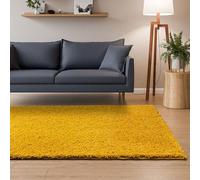 Interiyou Tapis Poils Longs Sofia - 120x170 Jaune - Moelleux et uni - Lavable et antidérapant - Fibres Douces pour Salon, Salle à Manger, Cuisine, Couloir
