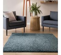 Interiyou Tapis Poils Longs Sofia - 160x160 Bleu - Moelleux et uni - Lavable et antidérapant - Fibres Douces pour Salon, Salle à Manger, Cuisine, Couloir