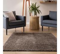 Interiyou Tapis Poils Longs Sofia - 160x160 Taupe - Moelleux et uni - Lavable et antidérapant - Fibres Douces pour Salon, Salle à Manger, Cuisine, Couloir