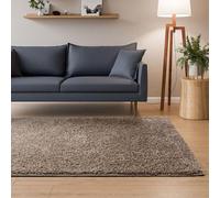 Interiyou Tapis Poils Longs Sofia - 160x230 Taupe - Moelleux et uni - Lavable et antidérapant - Fibres Douces pour Salon, Salle à Manger, Cuisine, Couloir