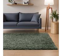 Interiyou Tapis Poils Longs Sofia - 200x290 Vert Clair - Moelleux et uni - Lavable et antidérapant - Fibres Douces pour Salon, Salle à Manger, Cuisine, Couloir