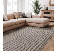Interiyou Tapis Salon à Poils Courts Lecce - 200x290 Gris Clair - Intérieur pour Chambre, Bureau, Couloir - Motif bohème scandinave avec Effet 3D - Design géométrique Plat