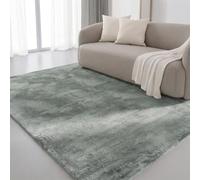Interiyou Tapis Salon Fargo à Poils Ras - 120x170 Vert - Fausse Fourrure Douce - Lavable et antidérapant - Texture Moelleuse - pour Chambre, Bureau, Couloir