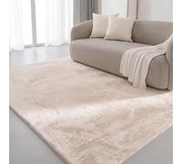 Interiyou Tapis Salon Fargo à Poils Ras - 160x230 Beige - Fausse Fourrure Douce - Lavable et antidérapant - Texture Moelleuse - pour Chambre, Bureau, Couloir