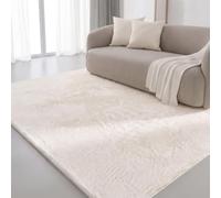 Interiyou Tapis Salon Fargo à Poils Ras - 200x290 Crème - Fausse Fourrure Douce - Lavable et antidérapant - Texture Moelleuse - pour Chambre, Bureau, Couloir