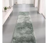 Interiyou Tapis Salon Fargo à Poils Ras - 70x200 Vert - Fausse Fourrure Douce - Lavable et antidérapant - Texture Moelleuse - pour Chambre, Bureau, Couloir