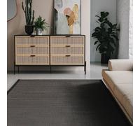 Interiyou Tapis Sisal Siena - 200x300 Noir - sous-Couche antidérapante avec Bordure - Idéal pour Salon, Chambre d'enfant, Salle à Manger, Cuisine, Couloir