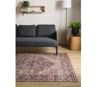 Interiyou Tapis Vintage Salon Gent - 240x340 Multicolore/Beige - Design à Poils Courts pour Chambre, Bureau, Couloir - Lavable et Antidérapant - Motif Imprimé