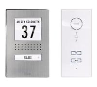 m-e modern-electronics ADV 111 WW Audio Vistadoor Interphone filaire Set complet 1 foyer acier inoxydable, blanc