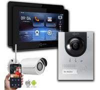 interphone BUS 2 fils | Argent 2x moniteurs 1x caméra IP : 7 pouces noir : Boîte en saillie Couleur du moniteur : 7 pouces noir Montage : Boîte en saillie