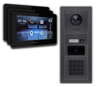 Interphone-portier avec caméra Goliath IP 2-fils 3-moniteurs code numérique RFID Anthracite : Boîtier en saillie : 7 pouces en noir Boîtier de montage de la sonnette : Boîtier en saillie Sélection du 