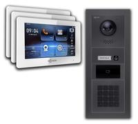 Interphone-portier avec caméra Goliath IP 2-fils 3-moniteurs code numérique RFID Anthracite : Boîtier en saillie : 7 pouces en blanc Boîtier de montage de la sonnette : Boîtier en saillie Sélection du
